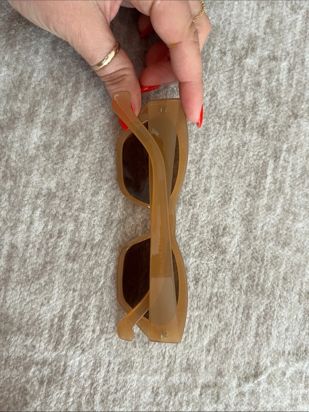 Amazon Brown/Tan Rectangular Women's Sunglasses